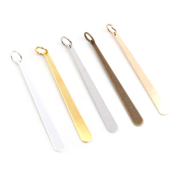 20pc/lot  38x4mm 4 colors  Long Flat Drop Strip with jump rings for Earrings findings necklace pendant charms jewelry making