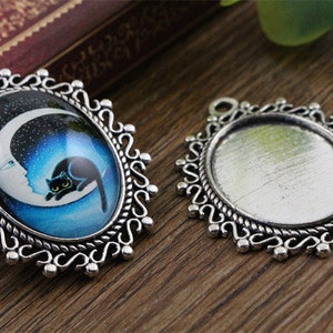 10pcs 18x25mm Inner Size 5 Colors Plated Flowers Style Cameo Cabochon Base Setting Charms Pendant necklace findings image 3