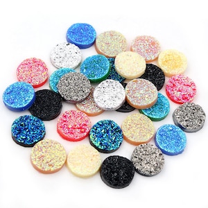 New Fashion 50pcs 12mm Mix Colors Ore Style Flat Back Resin Cabochons Cameo Cabochons Jewelry Accessories Wholesale Supplies Mixed