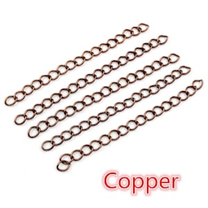 50pcs / lot 50mm 70mm 5x4mm Collier Extension Chaîne En Vrac Bracelet Chaînes Étendues Extension de Queue Pour Bricolage Bijoux Faire Des Découvertes Copper