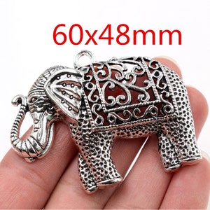 1/10/2/8/15pcs 60x55/25x21/13x12/45x40mm Antique Silver and Bronze Plated Elephant Handmade Charms Pendant:DIY for bracelet necklace image 6