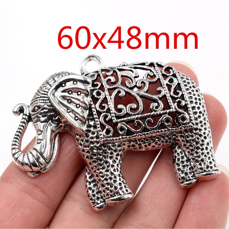 1/10/2/8/15pcs 60x55/25x21/13x12/45x40mm Ciondolo antico argento e bronzo placcato elefante fatto a mano ciondoli: fai da te per collana braccialetto immagine 6