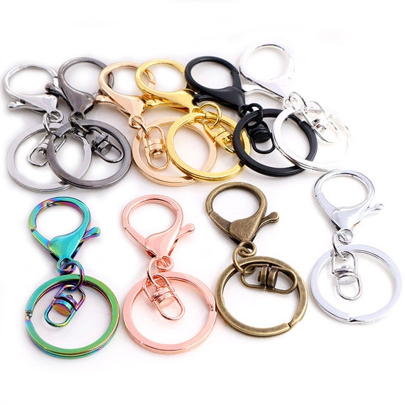 5pcs/lot 30mm Key Ring Long 70mm Popular Classic 8 Colors Plated