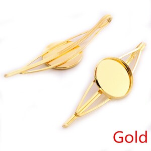 10pcs 20mm High Quality Bronze and Silver Plated Copper Material Hairpin Hair Clips Hairpin Base Setting Cabochon Cameo image 8