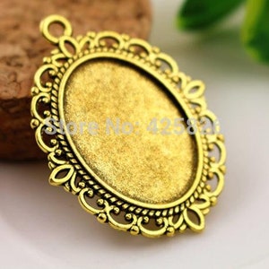 10pcs 18x25mm 13x18mm 20pcs Inner Size 6 Colors Plated Classic Style Cameo Cabochon Base Setting Charms Pendant necklace findings image 7