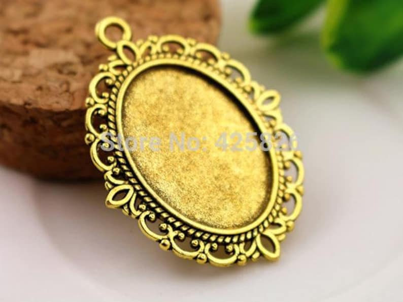 10pcs 18x25mm 13x18mm 20pcs Inner Size 6 Colors Plated Classic Style Cameo Cabochon Base Setting Charms Pendant necklace findings image 7