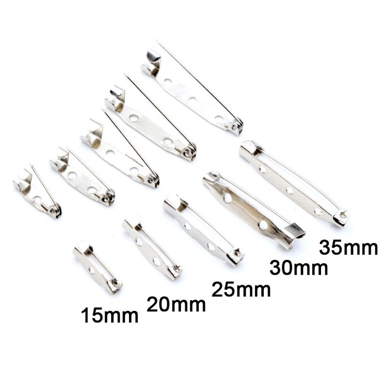 50 Uds 15/20/25/30/35/40mm de longitud alfileres de seguridad ajustes de broche Base en blanco para hacer broche de ramo de boda hallazgos DIY 7 colores imagen 2