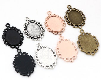 15pcs 13x18mm tamaño interior 4 colores estilo simple cameo cabochon base ajuste charms colgantes collar hallazgos