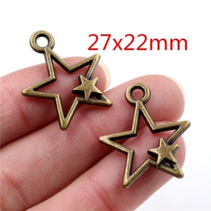 30/10/pcs 15x12/19x16/27x22/31x21mm Five-pointed Star Charm Pendant image 4