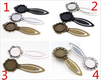 5pcs 20mm Inner Size Antique Silver and Bronze Vintage Style Handmade Bookmark Cabochon Base  Cameo Setting.