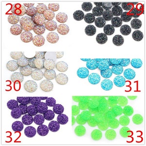 New Fashion 40pcs 8mm 10mm 12mm Mix Colors Natural Stone Convex Series Flat back Resin Cabochons Jewelry Accessories Wholesale Supplies image 5