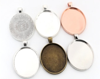 5pcs 30x40mm Inner Size 5 Colors Plated Classic Style Cabochon Base Setting Charms Pendant