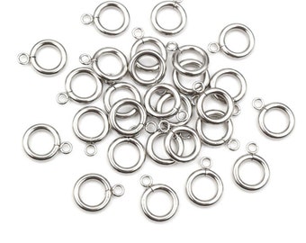 30pcs 316L Acier inoxydable Petite boucle Hoops Anneaux Cercle Connecteur Diy Bijoux Découvertes Accessoires pour Bracelet Neckalce