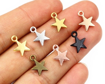 100 Uds. De abalorios de estrella de 11x8mm, colgantes chapados en plata antigua tibetana de oro bronce, accesorios para hacer joyería DIY para collar y pendientes