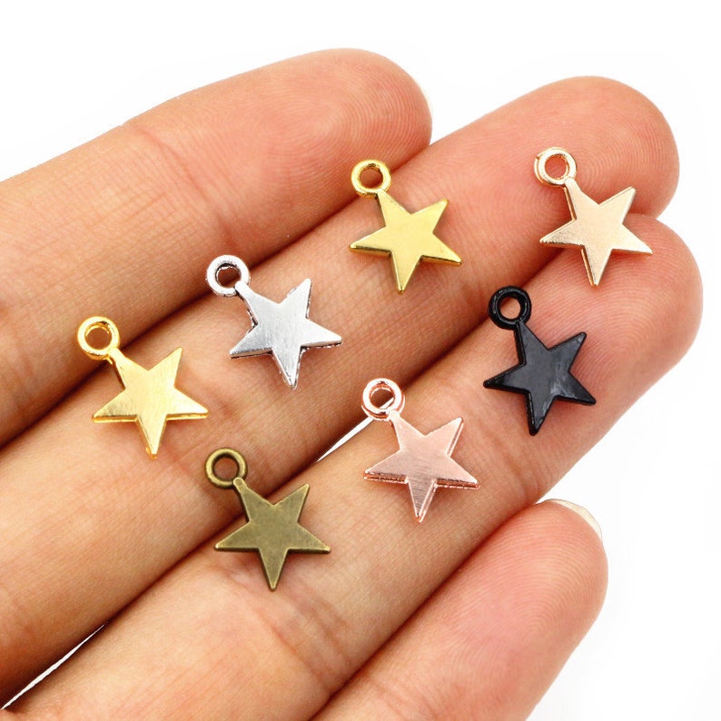 100pcs 11x8mm Star Charms Bronze Gold Tibetan Antique Silver Plated Pendants DIY Jewelry Making Findings for Necklace Earrings image 1