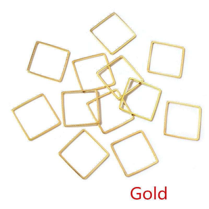 Square Connector Rings 20-50pcs 15/20/25mm Brass Closed Square Ring Earring Wires Hoops ...