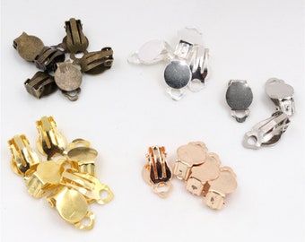 100pcs 10mm igh Qualität 5 Farben vergoldet Material Ohr Clips, Ohrringe leer/Einstellung Basis, passen 10mm Glas Cabochons