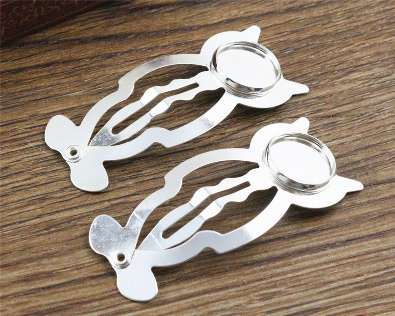 10pcs 12mm High Quality Bright Silver and Bronze Plated Copper Material Hairpin Hair Clips Hairpin Base Setting Cabochon Cameo