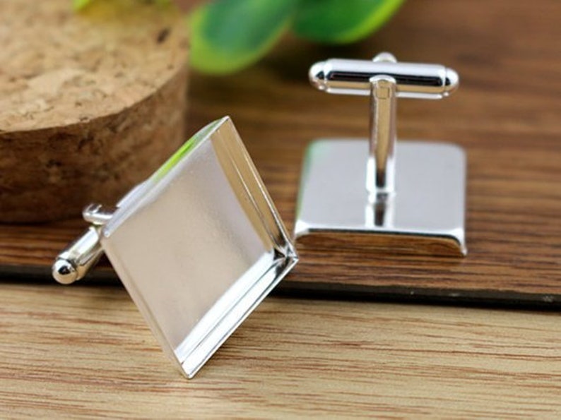 16/18/20mm 10pcs Bright Silver Rhodium Bronze Plated Copper Cufflink Square Base Cuff Link Settings Cabochon Cameo Base zdjęcie 8