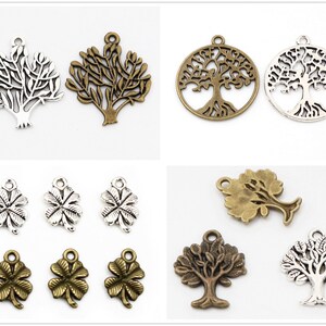 15/10/pcs Antique Silver and Bronze Plated Tree Style Handmade Charms Pendant:DIY for bracelet necklace-