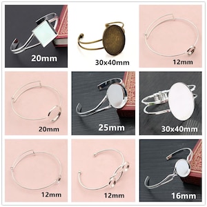 30x40mm 2pcs en laiton Bracelet Base de Cameo