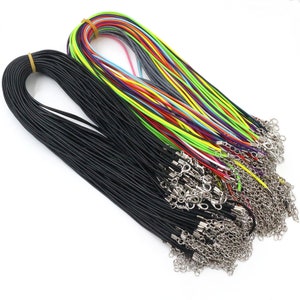 20Pcs/lot Real Handmade Leather Adjustable Braided Rope Necklaces & Pendant Charms Findings Lobster Clasp String Cord 2 mm image 1