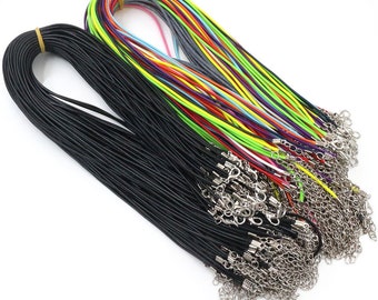 20Pcs/lot Real Handmade Leather Adjustable Braided Rope Necklaces & Pendant Charms Findings Lobster Clasp String Cord 2 mm