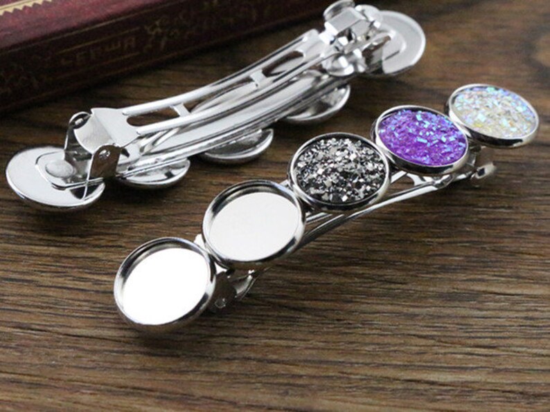 5pcs 12mm with 5 cameo High Quality 6 Colors Plated Copper Material Hair Clips Hairpin Base Setting Cabochon Cameo image 3