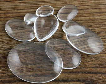 10x14mm 13x18mm 18x25mm 20x30mm 25x35mm 30x40mm Drop OVAL Flat Back Clear Glass Cabochon, Haute Qualité, Promotion de gros