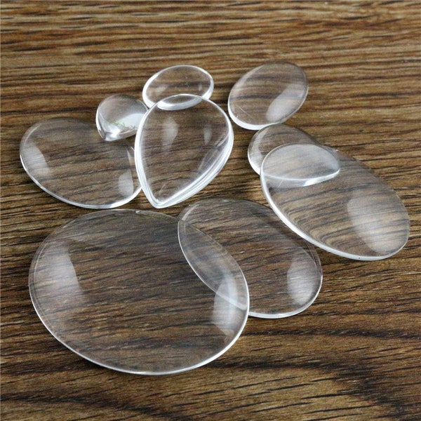 10x14mm 13x18mm 18x25mm 20x30mm 25x35mm 30x40mm  Drop OVAL Flat Back Clear Glass Cabochon, High Quality,Wholesale Promotion