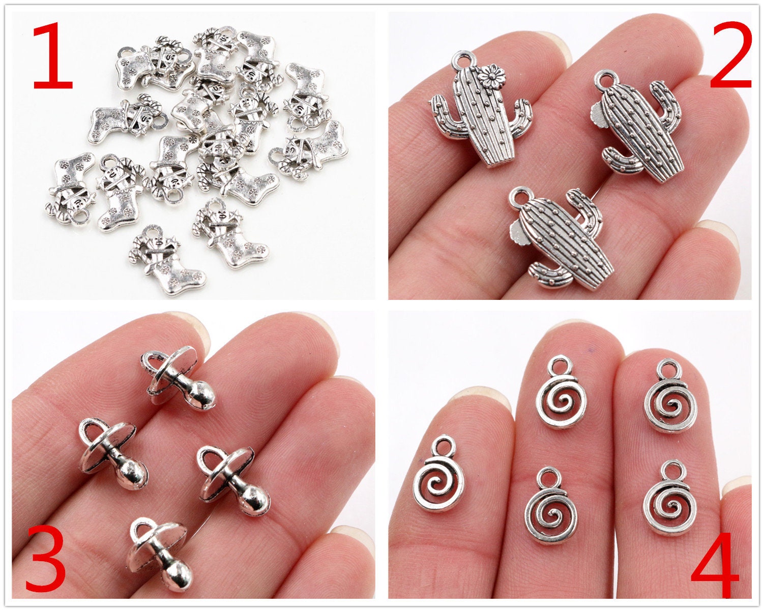 20/10/30pcs Antique Silver Swirl Flowers Small Cute Charms Pendant for Jewelry Making