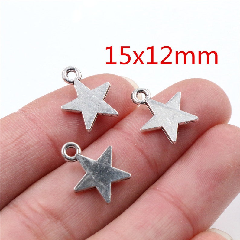 30/10/pezzi 15x12/19x16/27x22/31x21mm Ciondolo con ciondolo a forma di stella a cinque punte immagine 2