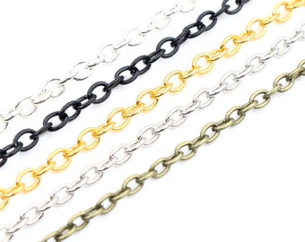 5 Meters/lot 3x2mm 4x3mm 5 Colors Plated Cross Unwelded Iron Cable Chains Necklace DIY Jewelry Making Findings Accessories