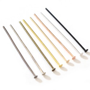 200pcs/bag 16 20 25 30 35 40 45 50mm Flat Head Pins Gold/Silver/Copper/Rhodium Headpins For Jewelry Findings Making DIY Supplies