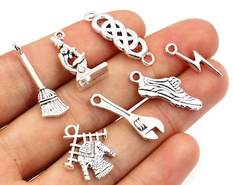 Fashion Cute Antique Silver Plated Wrench Lightning Broom Microscope Charms Pendant DIY Handmade Jewelry Findings Accessories