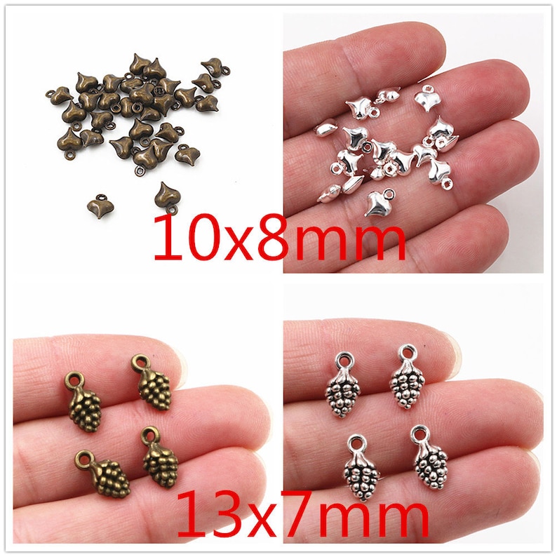 30/50/40pcs Antique Silver and Bronze Plated Heart Handmade Charms Pendant:DIY for bracelet necklace image 4