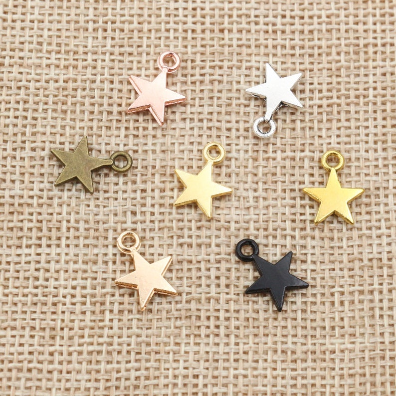 100pcs 11x8mm Star Charms Bronze Gold Tibetan Antique Silver Plated Pendants DIY Jewelry Making Findings for Necklace Earrings image 4