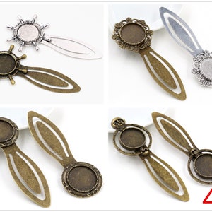 5pcs 18mm Inner Size Antique Silver and Bronze vintage Style Handmade Bookmark Cabochon Base Cameo Setting image 1