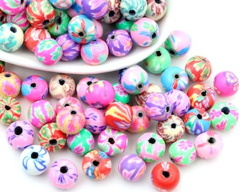 50-100Stk 6 8 10 mm 10mm Bunt Blumen Ton Spacer Perlen Polymer Clay Perlen zur Schmuckherstellung DIY Perlenzubehör