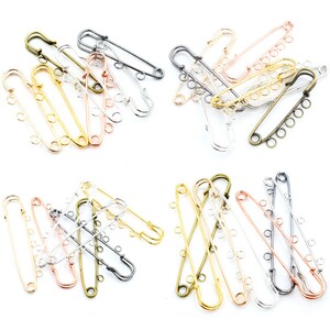 5pcs/lot Safety Pins Brooch Blank Base Brooch Pins 50/80/90mm Pins 3/5 Rings Jewelry Pin for Jewelry Making Supplies Accessorie image 10