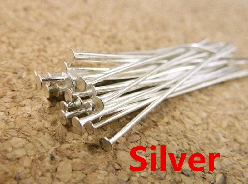 200pcs / borsa 16 20 25 30 35 40 45 50mm Perni a testa piatta Oro / Argento / Rame / Rodio per i risultati dei gioielli Fare forniture fai-da-te immagine 7