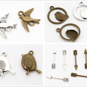 20/10pcs 22x18/24x20/19x12/20x17mm Antique Sliver/Bronze Plated Bird Style Connector Handmade Charms Pendant for Jewelry Making image 1