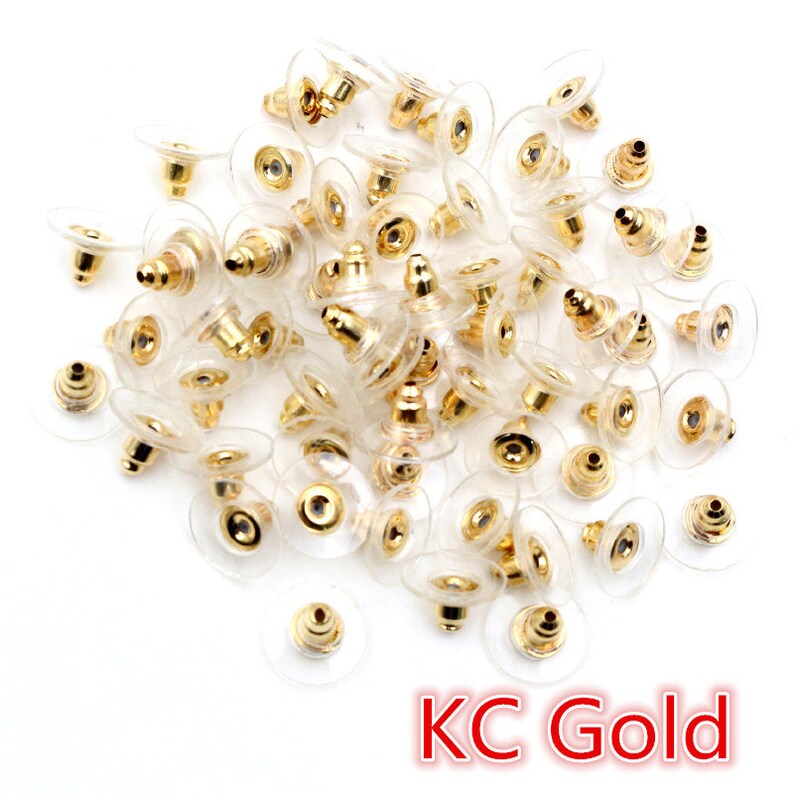 100pcs 11x6mm Plastic Metal Earring Backs Bullet Stoppers Earnuts Ear Plugs Gold Silver Plated Findings Jewelry Accessories image 8
