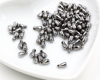 30pcs 6x3mm Stainless steel Bead Findings Extender Chain Pendant Water Drop End Beads For DIY Jewelry Making Accessories