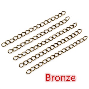 50pcs / lot 50mm 70mm 5x4mm Collier Extension Chaîne En Vrac Bracelet Chaînes Étendues Extension de Queue Pour Bricolage Bijoux Faire Des Découvertes Bronze