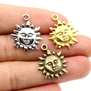 15pcs 21x17mm Antique Silver Plated Gold Bronze Sun Handmade Charms Pendant:DIY Jewelry Findings for Bracelet Necklace