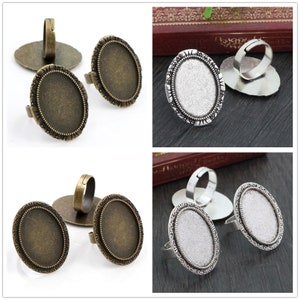 18x25mm 5pcs Antique Silver/Bronze/Gold Plated Brass Oval Adjustable Ring Setting Blank/Base,Fit 18x25mm Glass Cabochons zdjęcie 2