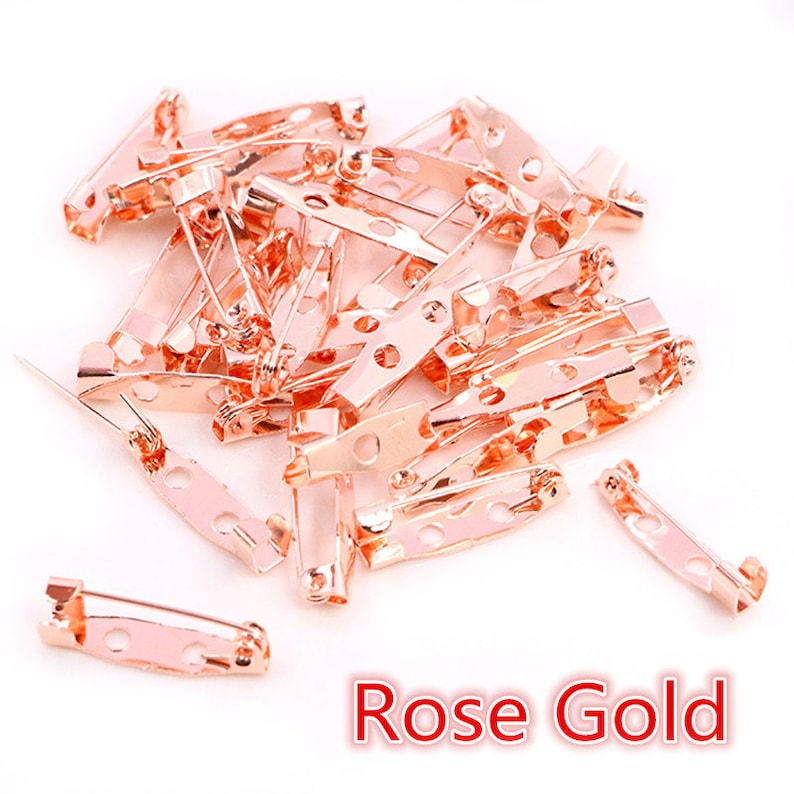 50 Uds 15/20/25/30/35/40mm de longitud alfileres de seguridad ajustes de broche Base en blanco para hacer broche de ramo de boda hallazgos DIY 7 colores rose gold