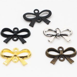 20pcs 21x14mm Antique Argent / Bronze / Noir / Or Couleurs Plaqué Noeud papillon Charms Handmade Pendentif: DIY pour collier de bracelet image 1