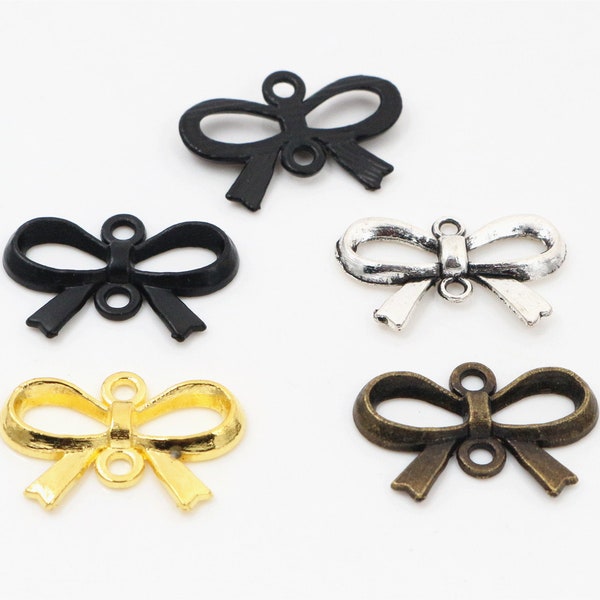 20pcs 21x14mm Antique Silver/Bronze/Black/Gold Colors Plated Bow Tie Handmade Charms Pendant:DIY for bracelet necklace